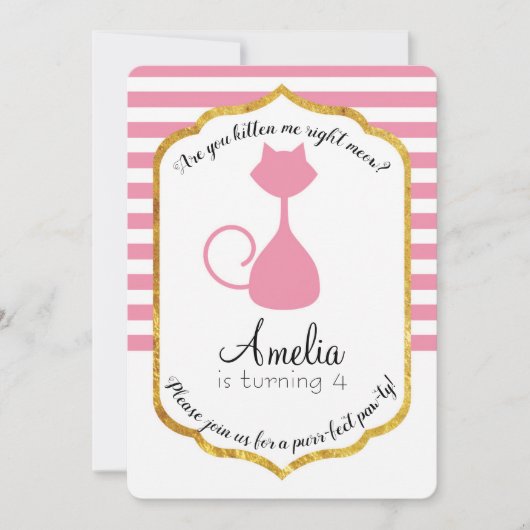Kitty Cat Party Anniversaire Invitation (Devant)