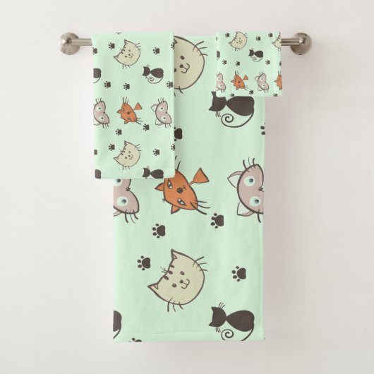 Kitty Cat Pattern Bad Handdoek (Insitu)