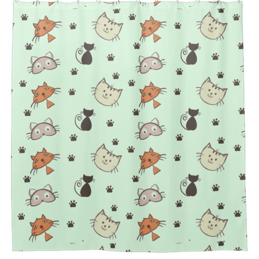 Kitty Cat Pattern Douchegordijn (Voorkant)