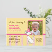 Kitty Cat Photo Birthday Party Invitation Kaart (Staand voorkant)