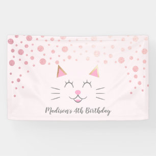 Kitty Cat Pink Birthday Spandoek