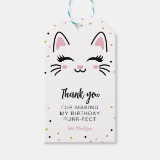 Kitty Cat Purrfect Birthday Dank je wel Cadeaulabel