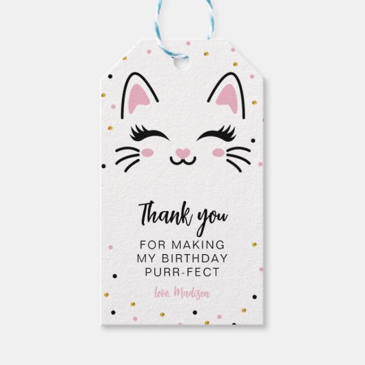 Kitty Cat Purrfect Birthday Dank je wel Cadeaulabel (Voorkant)