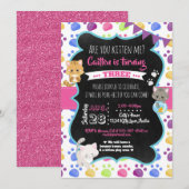 Kitty Cat Schattige Kitten Meisje Verjaardag Kaart (Voorkant / Achterkant)