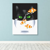 Kitty Cat Snack Attack Canvas Afdruk (Insitu (Houten vloer))