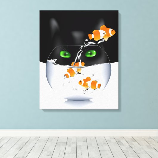 Kitty Cat Snack Attack Canvas Afdruk (Insitu (Houten vloer))