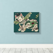 Kitty Cat Ukraine Folk Art Canvas Afdruk (Insitu (Houten vloer))