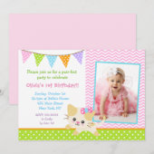 Kitty Cat verjaardagsuitnodigingen Kaart (Voorkant / Achterkant)