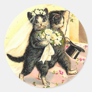 Kitty Cat Wedding Ronde Sticker