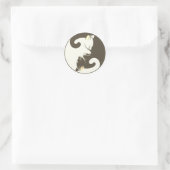 Kitty Cat Yin Yang | Bruin Ronde Sticker (Tas)