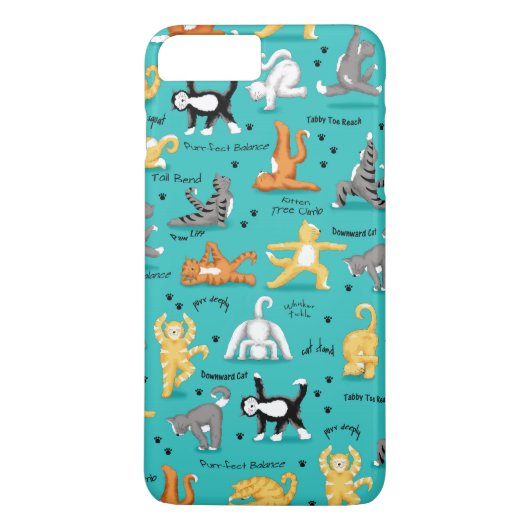 Kitty Cat Yoga Poses Turquoise Blauwgroen Blauw Ge Case-Mate iPhone Case (Achterkant)