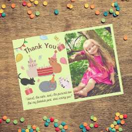 Kitty Cats Birthday Party Photo Thank You Card Bedankkaart