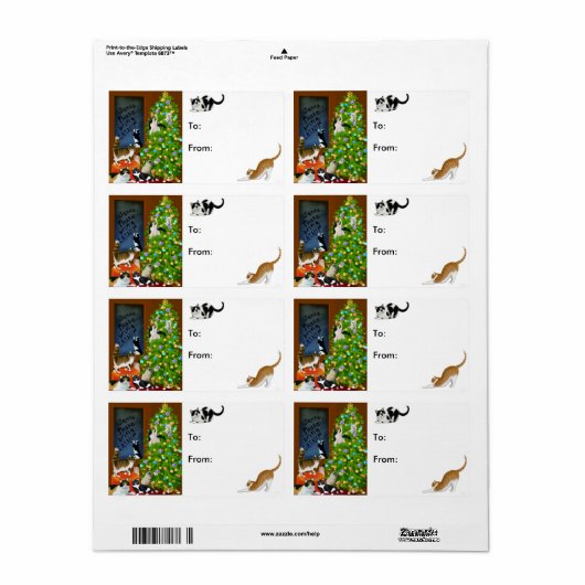 Kitty Cats Kerst Present Label (Full Sheet)