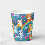 Kitty Cats op regenbogen Schattige en kleurrijk Papieren Bekers (Achterkant)