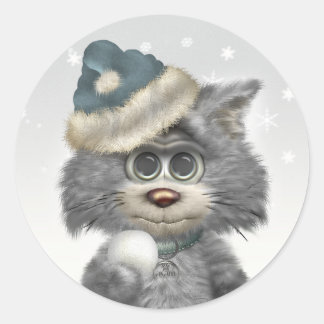 Kitty Cats Winter Wonderland Ronde Sticker