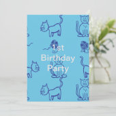 Kitty Chat 1er anniversaire Invitation (Debout devant)