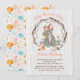 Kitty Chat chaton et Momma Baby shower Invitations