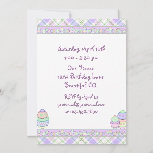 Kitty Chat et Bunny de Pâques Invitation d'anniver (Dos)