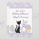 Kitty Chat et Bunny de Pâques Invitation d'anniver (Devant / Derrière)