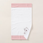 Kitty Chat & Monogramme sur rose et blanc Serviett (Serviette à main)