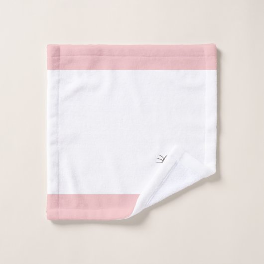 Kitty Chat & Monogramme sur rose et blanc Serviett (Gant de toilette)