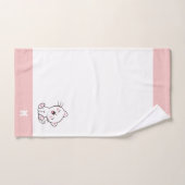 Kitty Chat & Monogramme sur rose et blanc Serviett (Serviette à main)