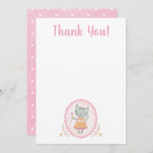 Kitty Chat rose mignon Carte de remerciements (Devant / Derrière)