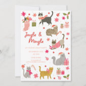 Kitty Chat rose Noël Fête Invitation (Devant)