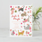 Kitty Chat rose Noël Fête Invitation (Debout devant)