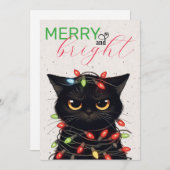 Kitty Christmas Lights Feestdagenkaart (Voorkant / Achterkant)