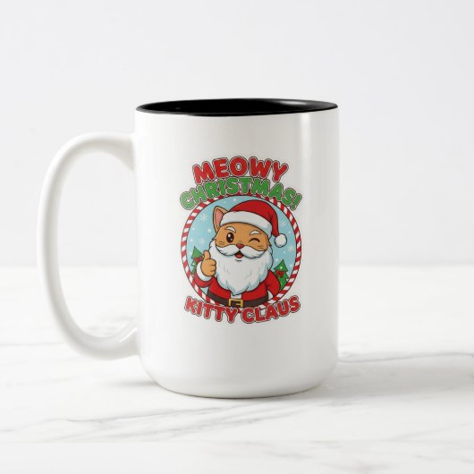 Kitty Claus, 15 oz Two-Tone Coffee Mug (Gauche)