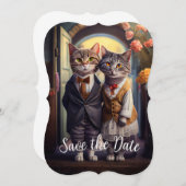 Kitty Couple - Save The Date Kaart (Voorkant / Achterkant)