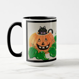 Kitty dans Mug Citrouille