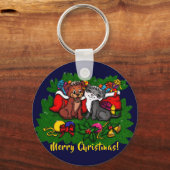 Kitty en Puppy, prettig Kerstmis Sleutelhanger (Voorkant)