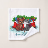 Kitty et chiot, Happy XMas (Gant de toilette)