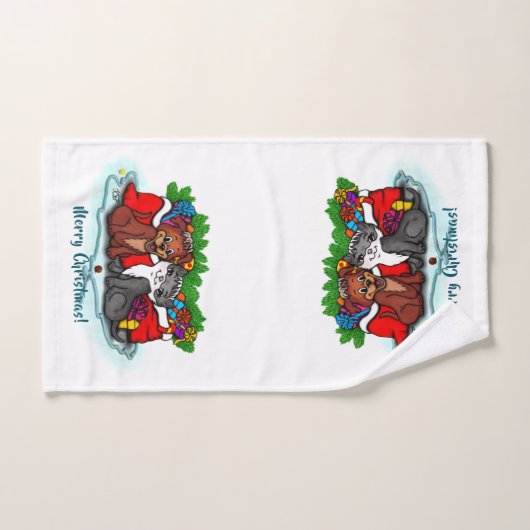 Kitty et chiot, Happy XMas (Serviette à main)