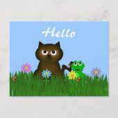 Kitty et Frog Hello Carte postale (Devant)