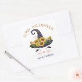Kitty Face Gold Floral Halloween Vierkante Sticker (Envelop)