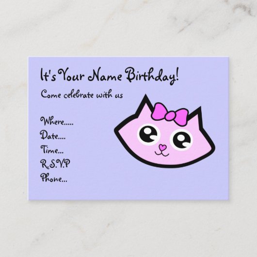 Kitty head Invitation d'anniversaire (Devant)