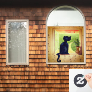 Kitty in de venster raamsticker