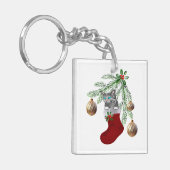 Kitty in Stocking Sleutelhanger (Voorkant Links)