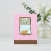 Kitty jaune dans une carte postale fenêtre (Debout devant)