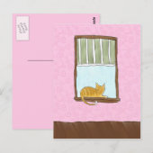 Kitty jaune dans une carte postale fenêtre (Devant / Derrière)