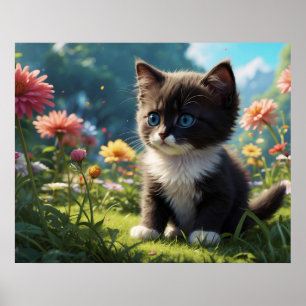 *~* Kitty Kat 5:4 Katachtig Kitten Zoete Tuxedo Poster