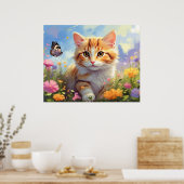 *~* Kitty Kat 5:4 Kitten Bloemen AP68 Vlinder Poster (Keuken)