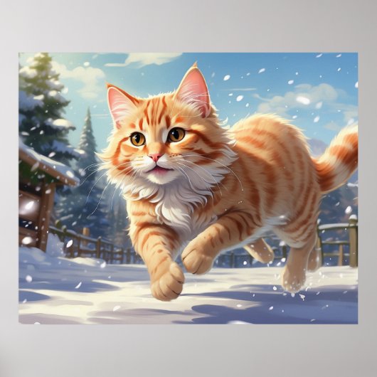 *~* Kitty Kat 5:4 Kitten Sneeuw Spelen AP68 Poster (Voorkant)