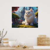 *~* Kitty Kat 5:4 Kitten Wit Lang Haar Fantasie Poster (Keuken)