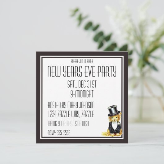 Kitty kat in een top-hoed Kaart (Staand voorkant)