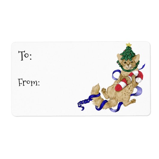 Kitty Kat Kerst Cadeau Labels (Voorkant)