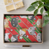 Kitty Kat Kerst Rood & Groen Schattige Tissuepapier (Geschenk)